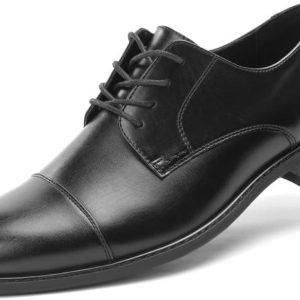 Men's Classic Dress Oxfords, Wingtip  Modern Formal Lace Up Shoes, Round Toe, TPR Outsole