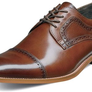Men's Leather Updated Classic Toe Oxfords Lace Dress Shoes